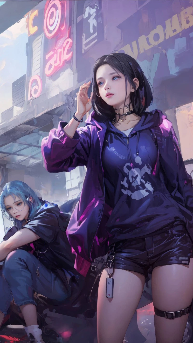 Anime Girls in the City 4K Mobile Wallpaper