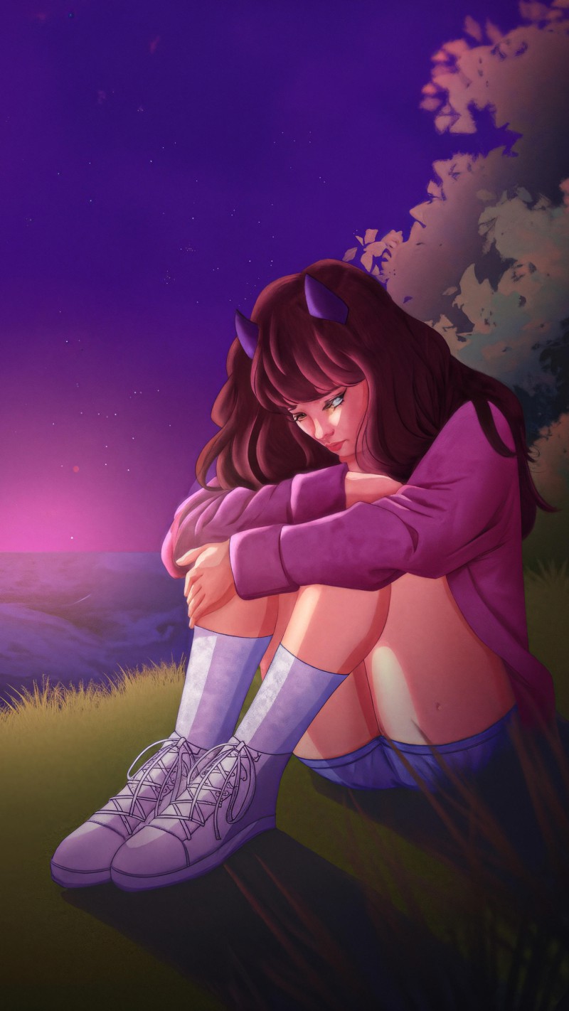 4K mobile wallpaper Melancholy Sunset by the Water - Artist for Android and iPhone