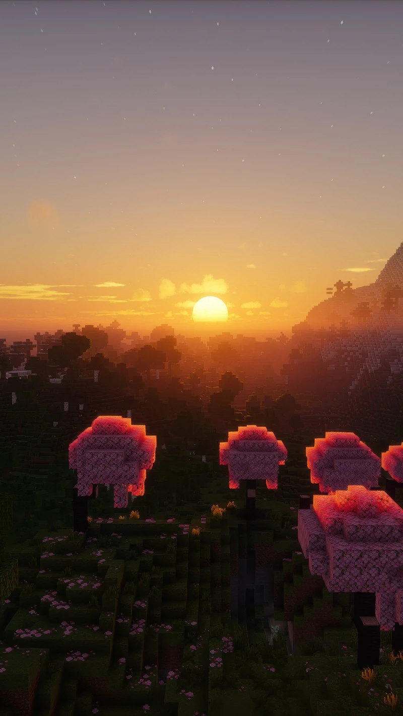 Minecraft Sunset 4K Mobile Wallpaper