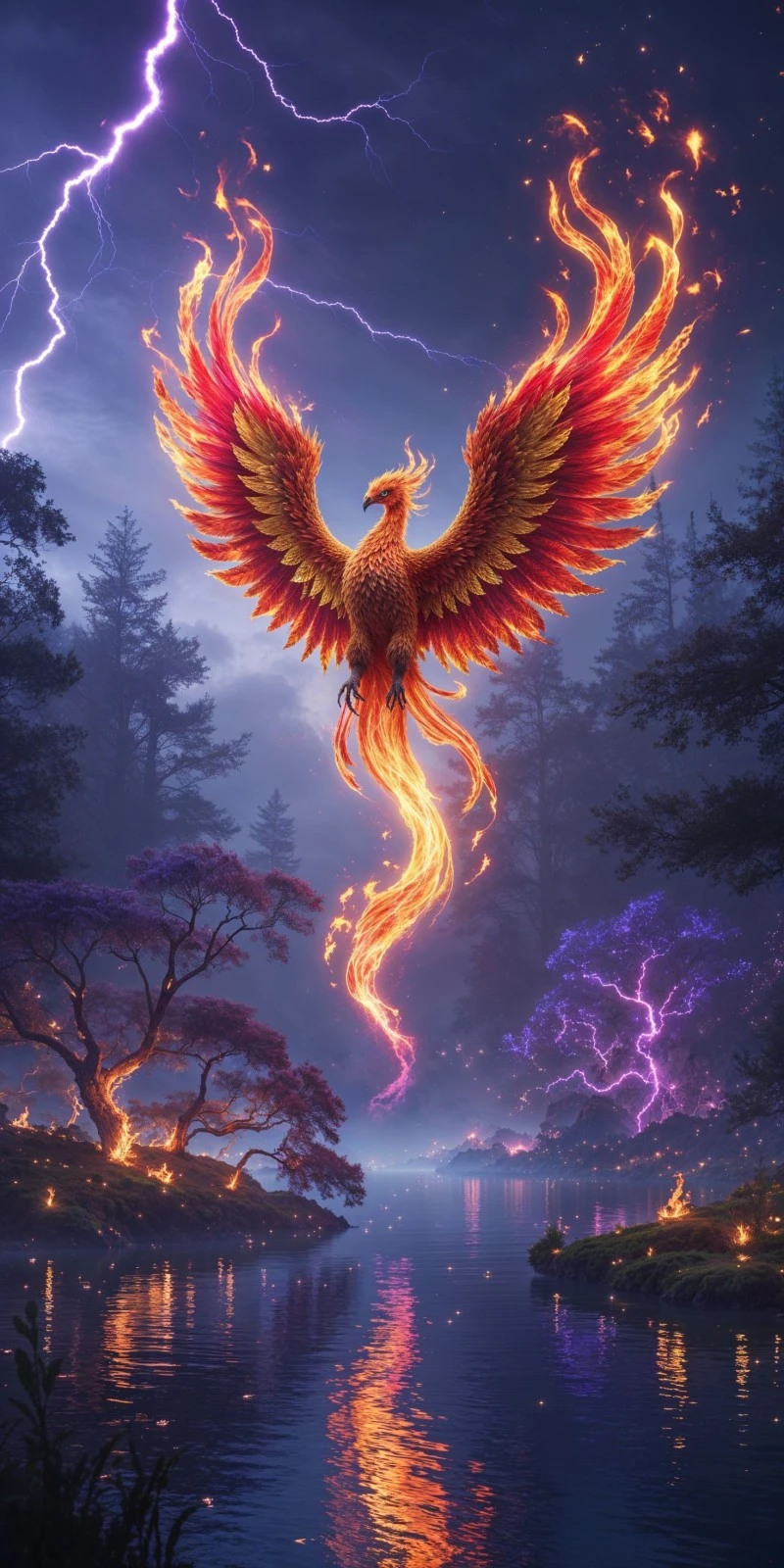 Fiery Phoenix Rising 4K Mobile Wallpaper