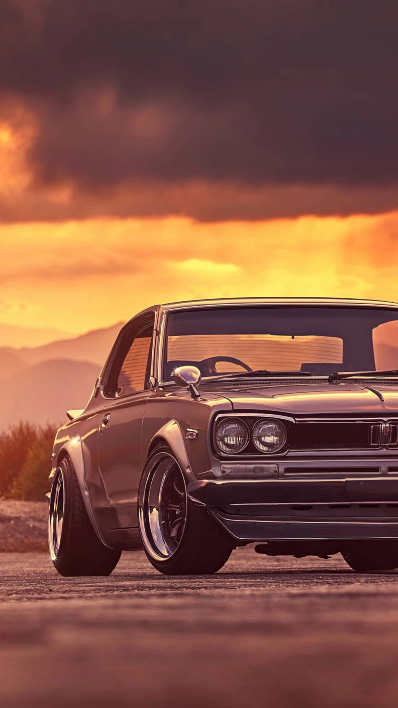 Nissan Skyline GT-R at Sunset 4K Mobile Wallpaper Free Download
