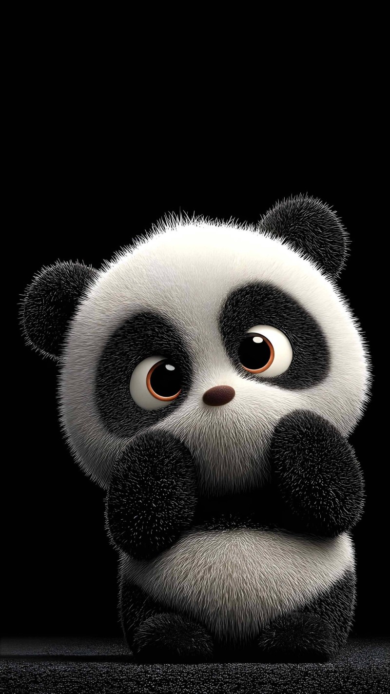 Cute Cartoon Panda Wallpaper Black Background Aesthetic 4K Panda Wallpaper