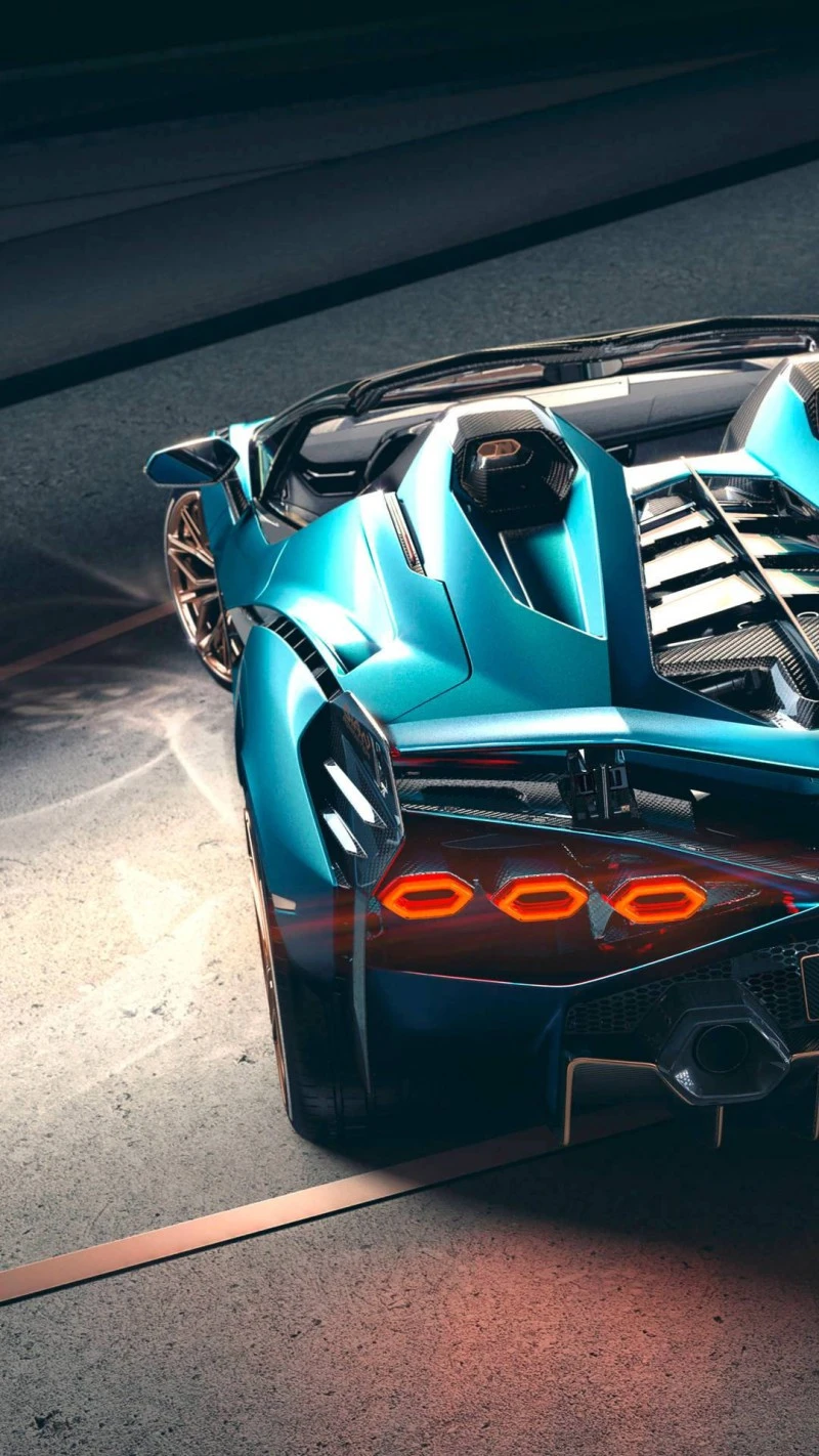 Teal Lamborghini Revuelto 4K Mobile Wallpaper