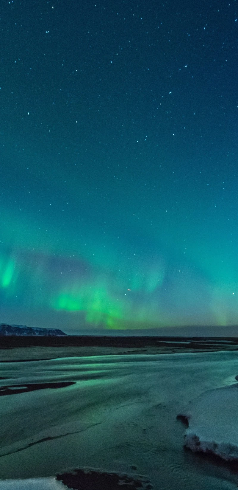 Aurora Borealis over Frozen River 4K Mobile Wallpaper