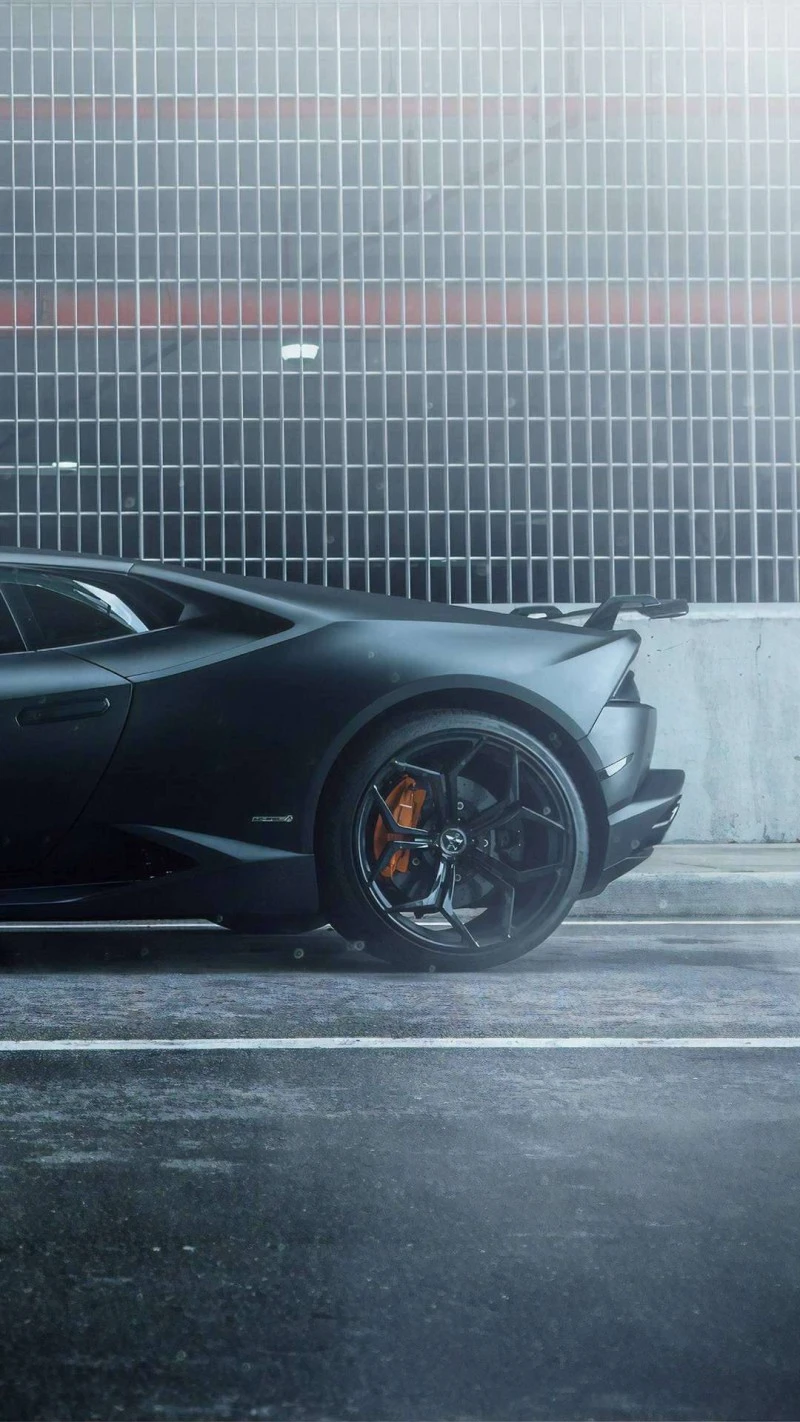 Sleek Matte Black Lamborghini Huracan 4K Mobile Wallpaper