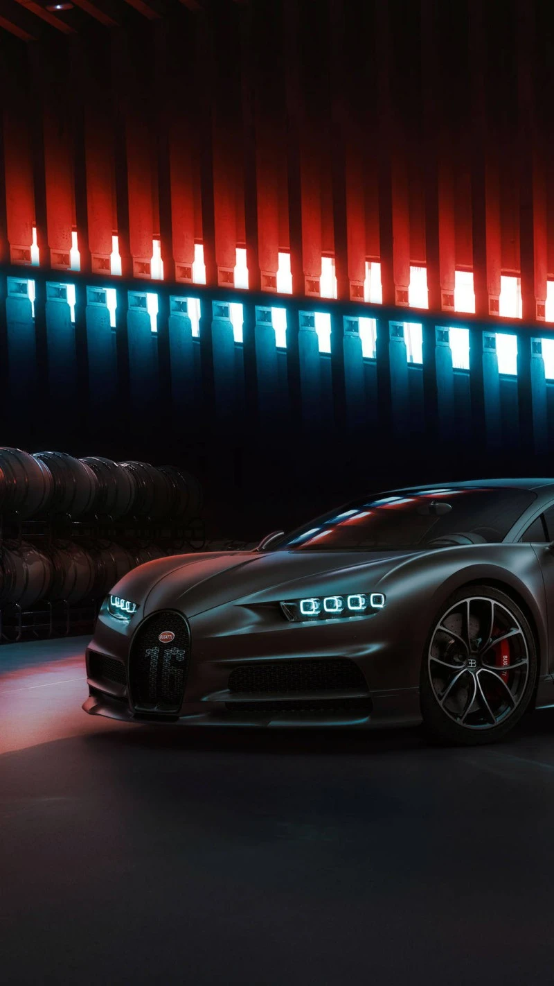 Bugatti Chiron in Underground Garage 4K Mobile Wallpaper