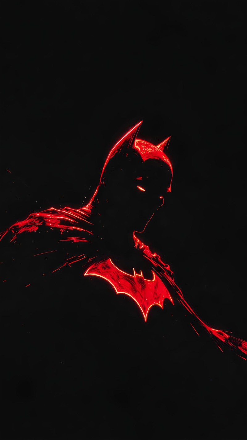Red Neon Batman Silhouette Dark Wallpaper 4K Mobile Wallpaper