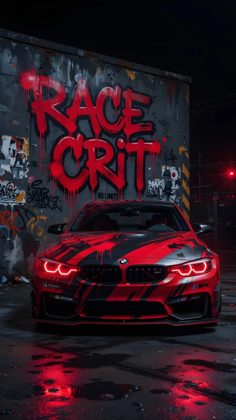 Dark Graffiti BMW M4 Wallpaper iPhone Background 4K Mobile Wallpaper