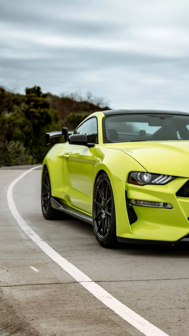 Lime Green Mustang GT 4K Mobile Wallpaper