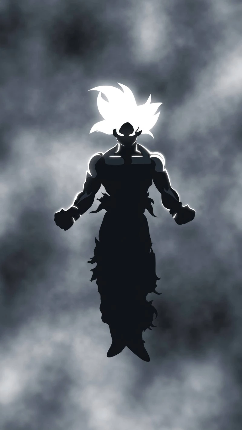 Goku Silhouette in the Storm 4K Mobile Wallpaper