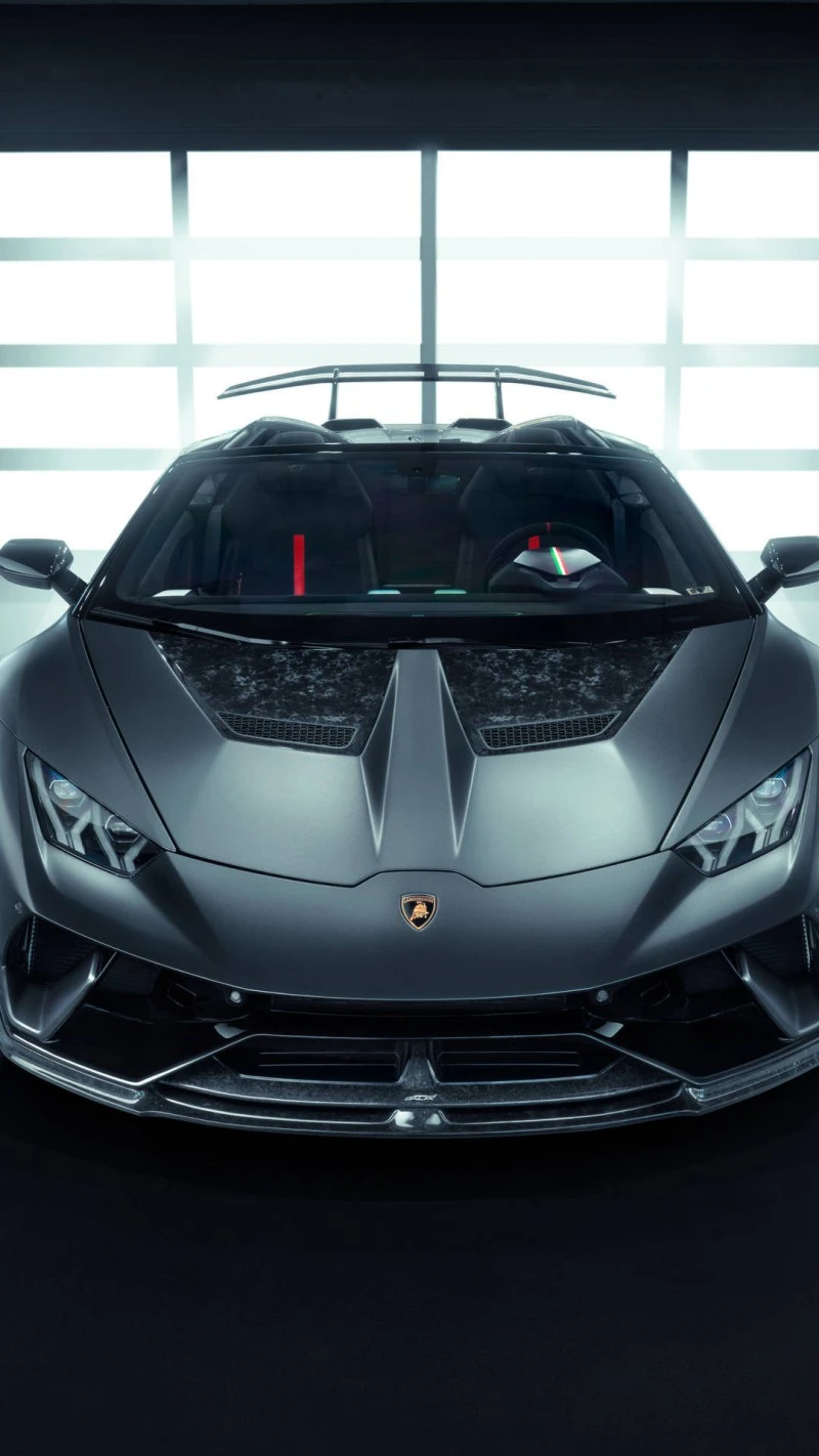 Lamborghini Huracán Front View in Garage 4K Mobile Wallpaper