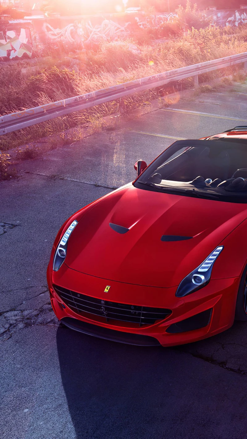 Red Ferrari 458 Italia at Sunset 4K Mobile Wallpaper