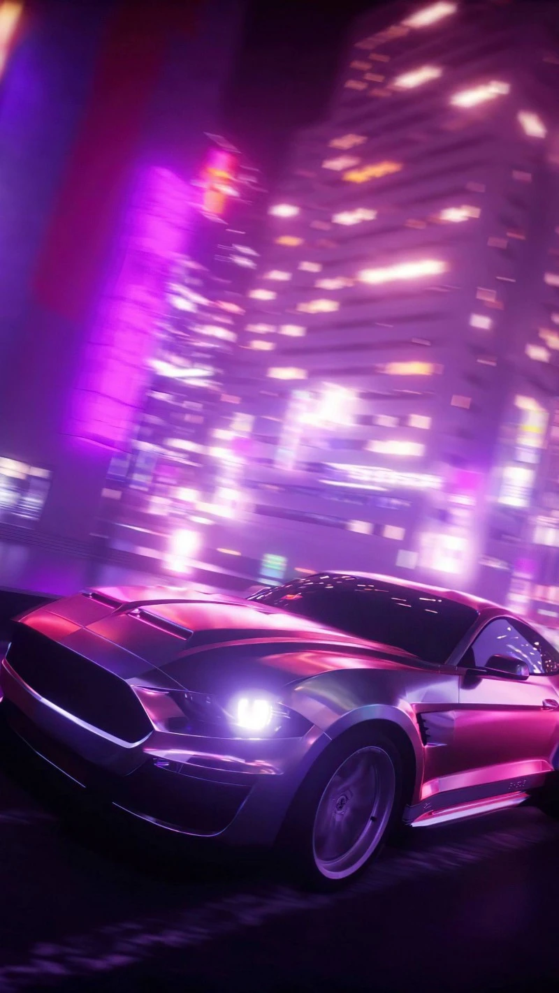 Neon Night Drive 4K Mobile Wallpaper