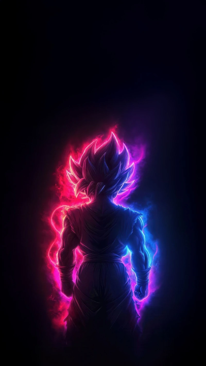 Neon Goku: AI-Powered Anime Power 4K Mobile Wallpaper