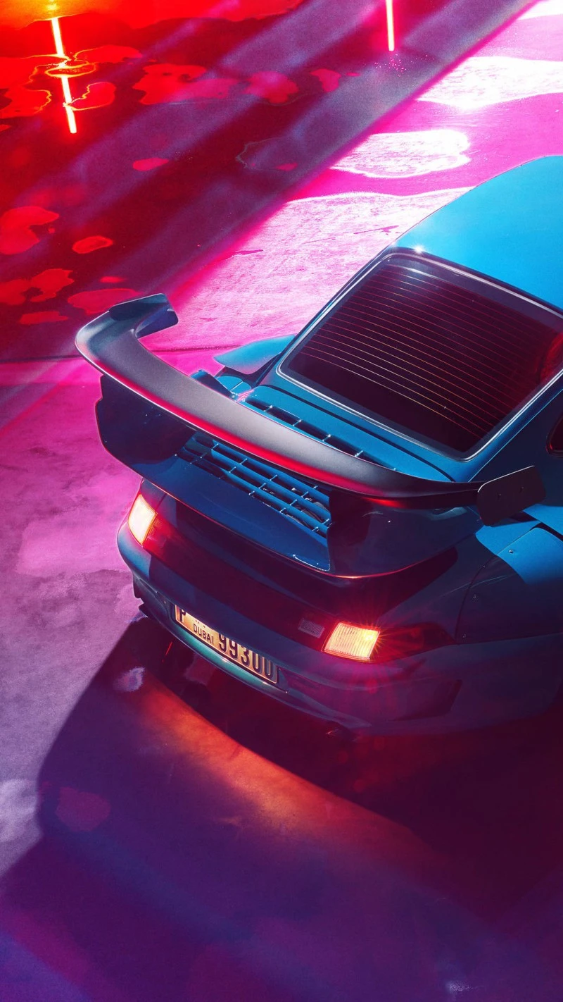 Cyberpunk Porsche 911 Turbo 4K Mobile Wallpaper