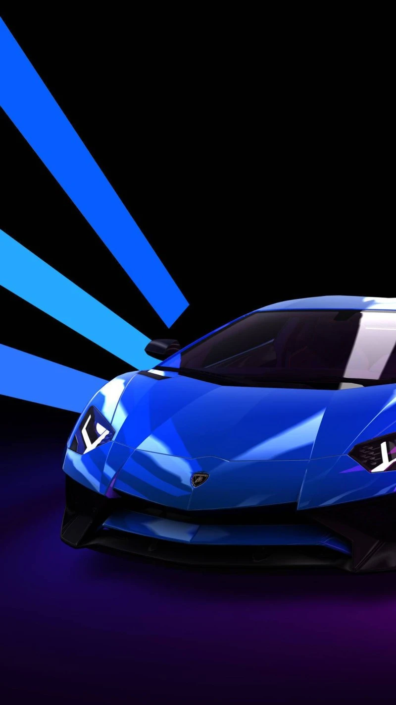 Blue Lamborghini Aventador 4K Mobile Wallpaper