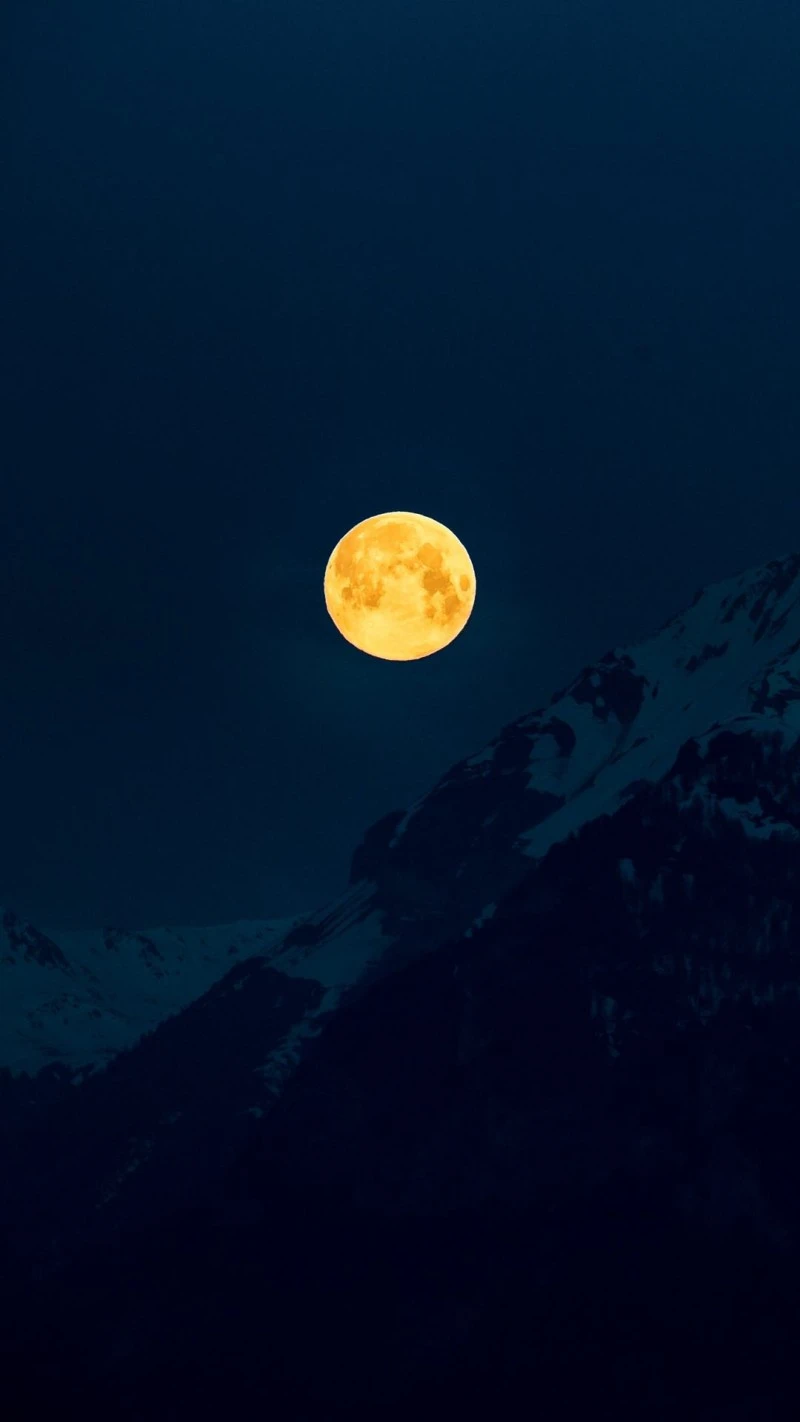 Full Moon over Snowy Mountains 4K Mobile Wallpaper