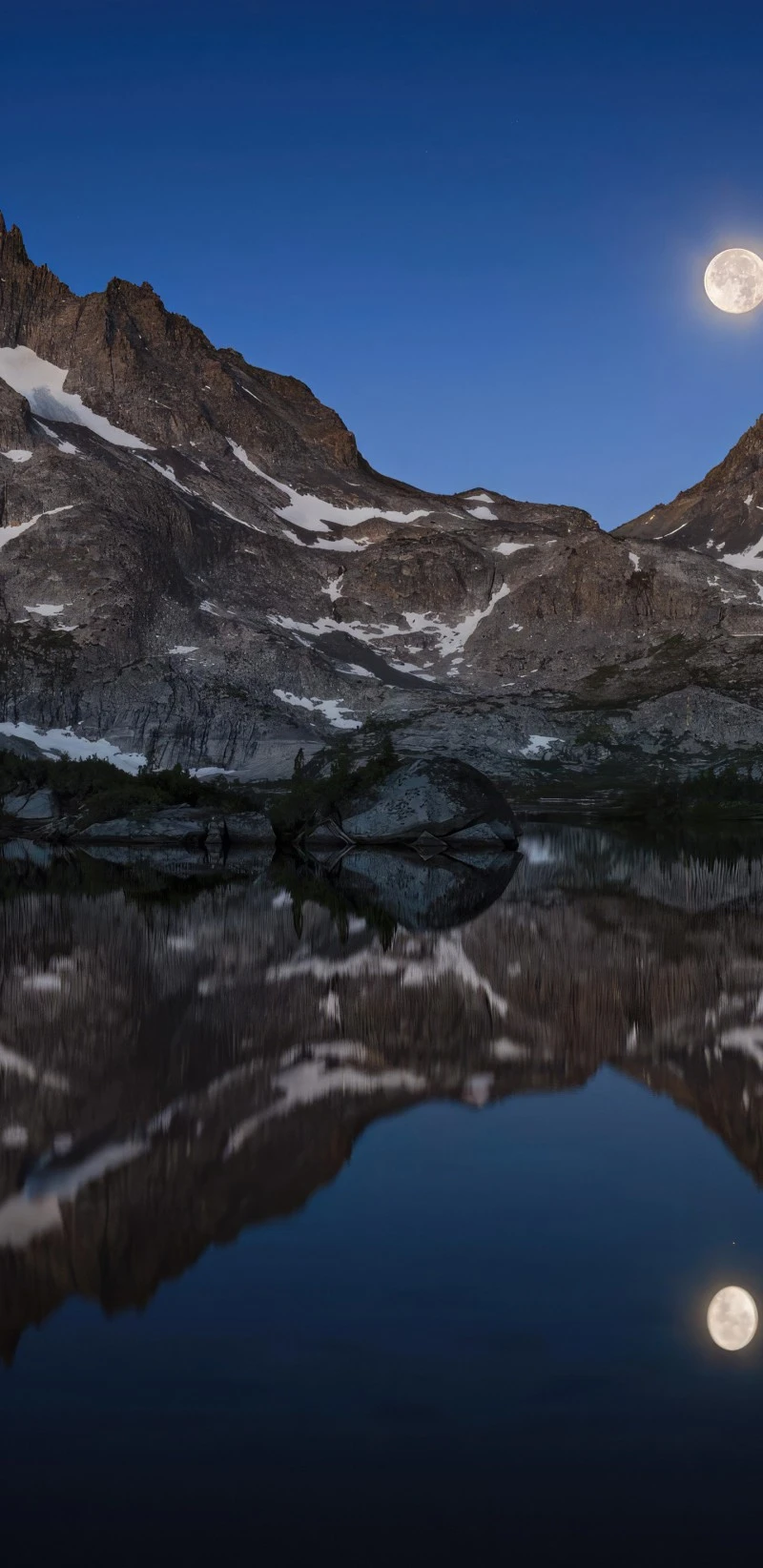 Serene Moonlit Lake in the Mountains 4K Mobile Wallpaper