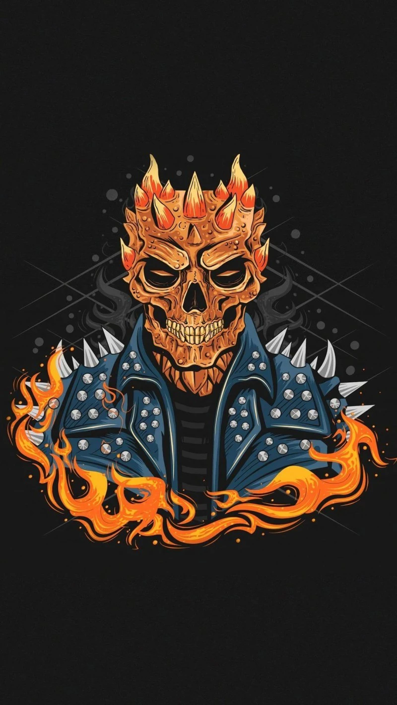 Flaming Punk Skull 4K Mobile Wallpaper