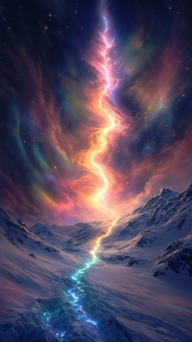 Cosmic Glacier Flow 4K Mobile Wallpaper