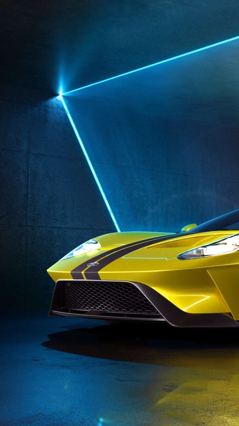 Ford GT in Neon Garage 4K Mobile Wallpaper