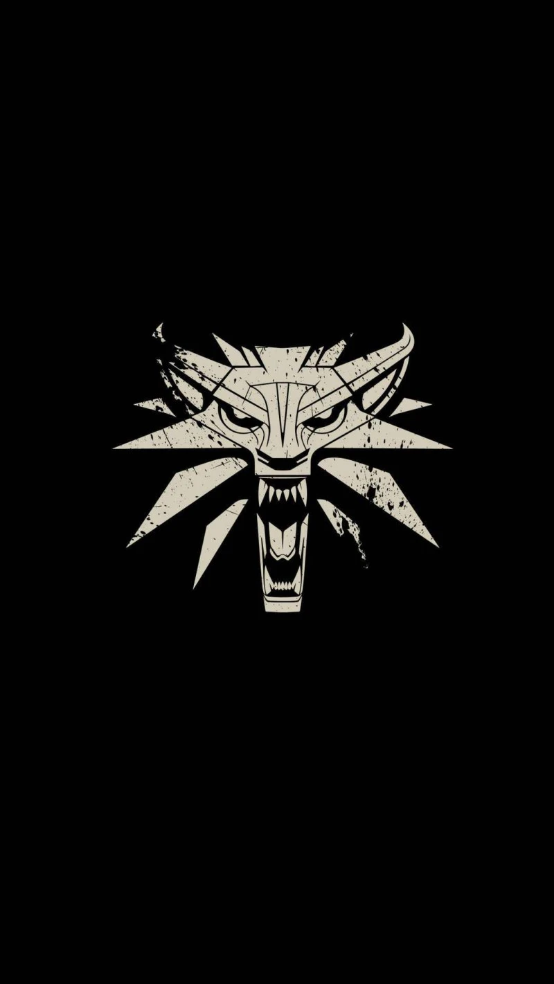 Grunge Witcher Wolf School Logo 4K Mobile Wallpaper