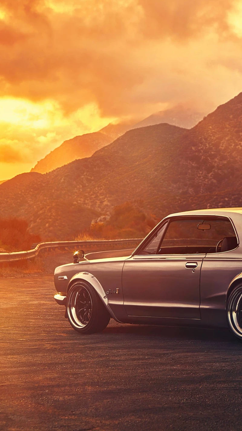 Nissan Skyline GT-R at Sunset 4K Mobile Wallpaper