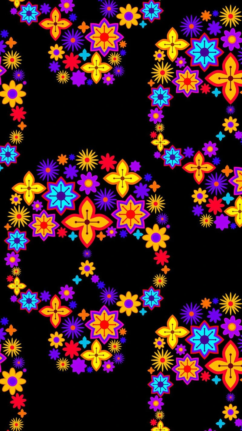 Psychedelic Floral Pattern 4K Mobile Wallpaper