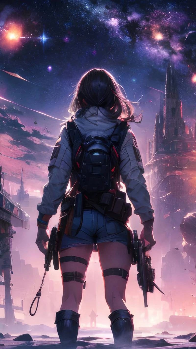 Anime Girl in Sci-Fi City 4K Mobile Wallpaper