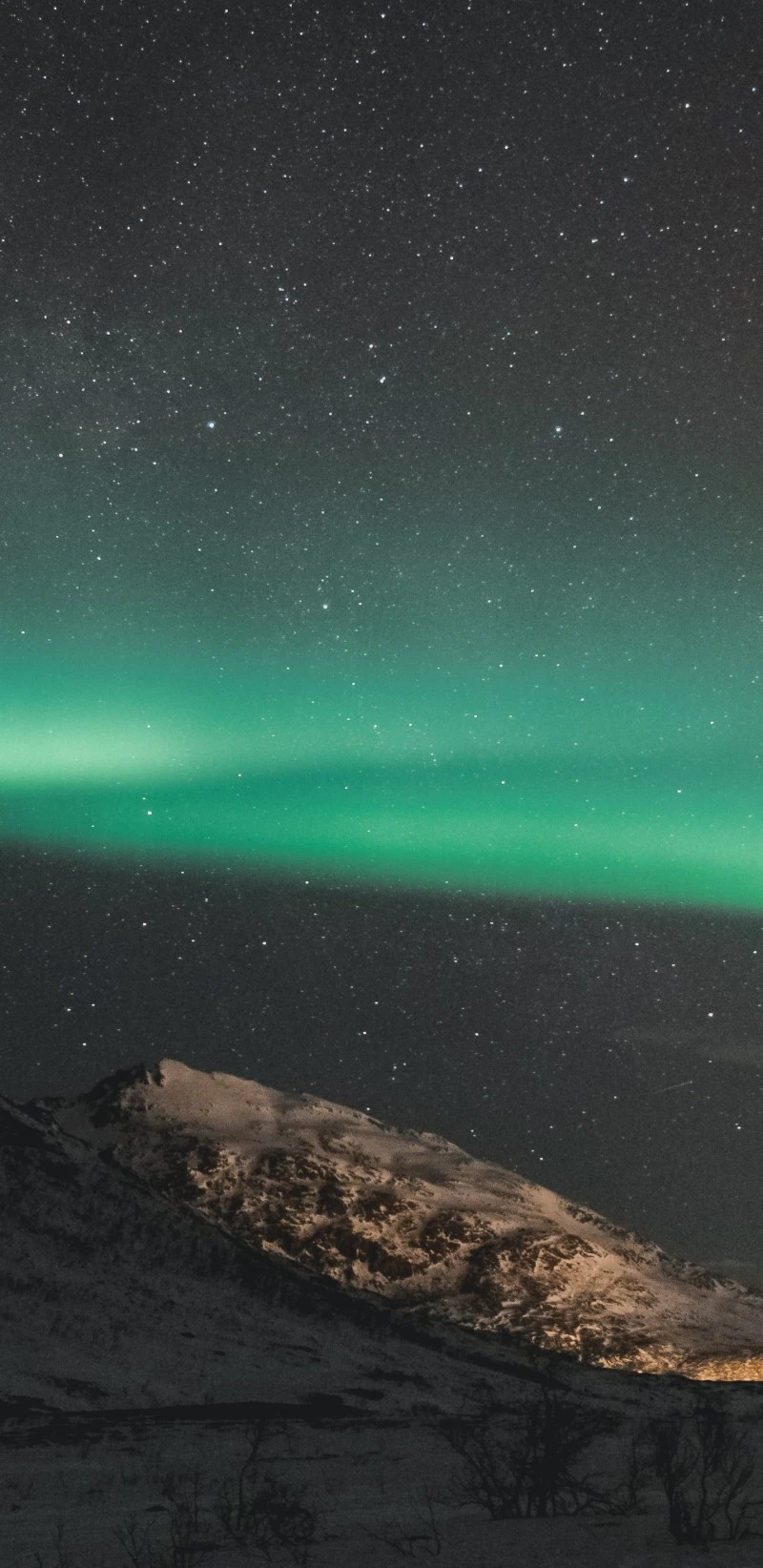 Aurora Borealis Over Snowy Mountain 4K Mobile Wallpaper