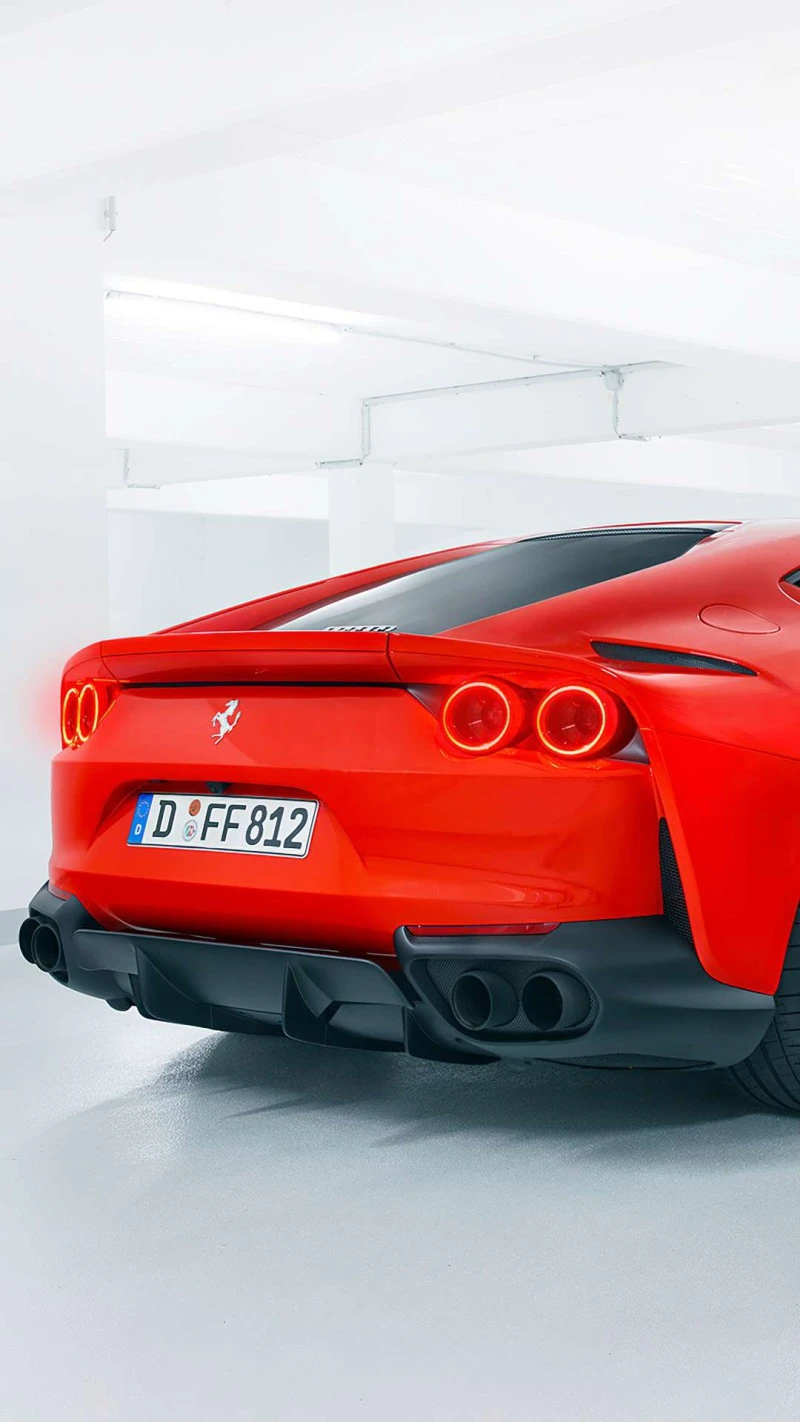 Ferrari Rear View in Parking Garage 4K Mobile Wallpaper Free Download