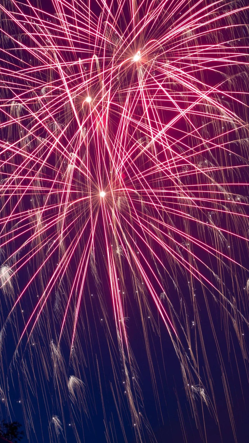 Pink Fireworks Display 4K Mobile Wallpaper
