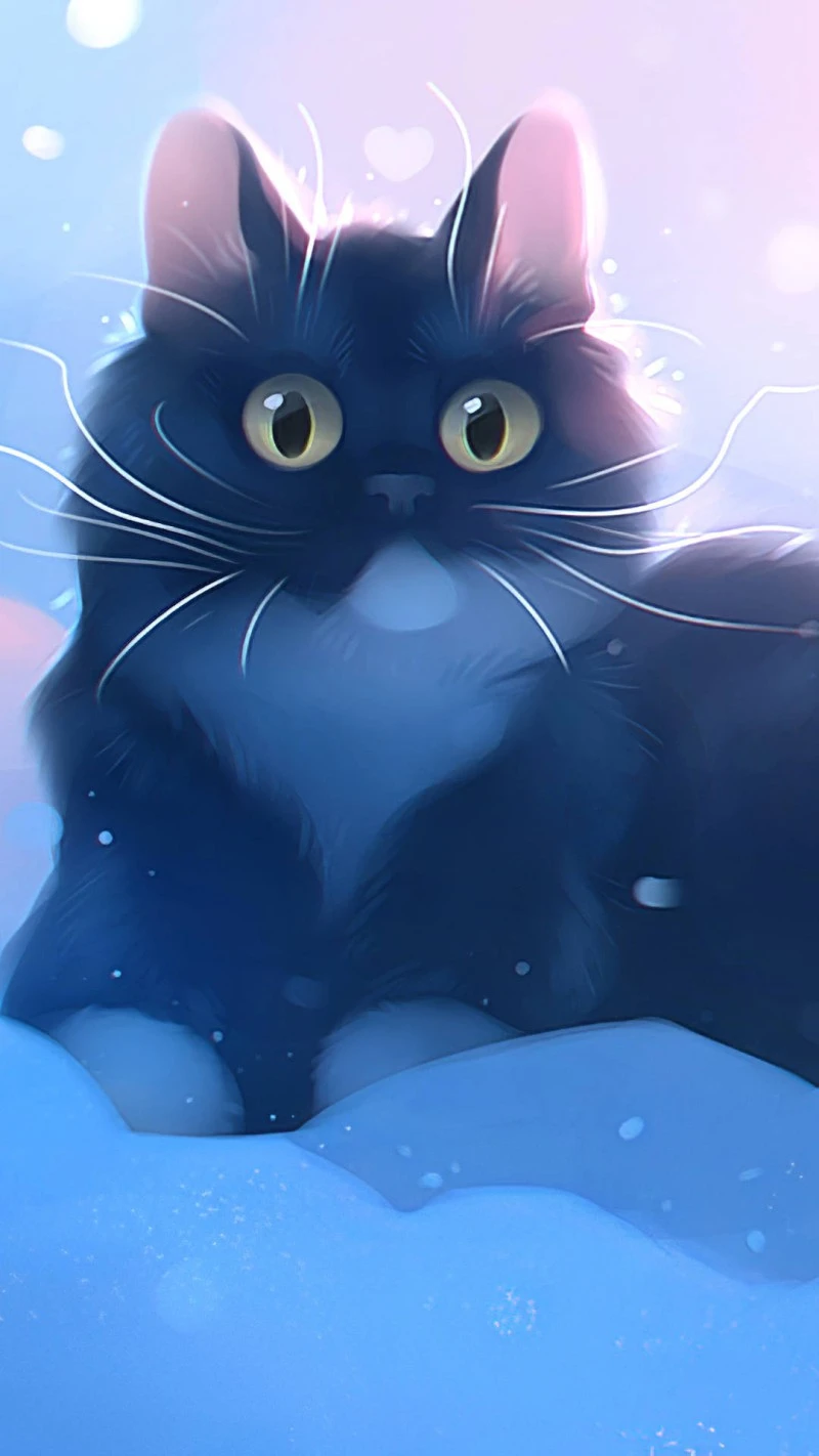 Adorable Fluffy Black Cat 4K Mobile Wallpaper