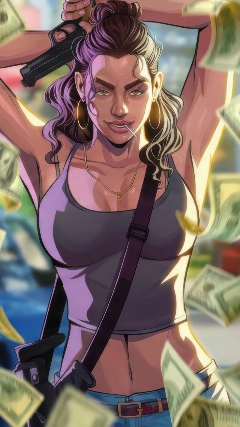 Cash and Guns 4K Mobile Wallpaper