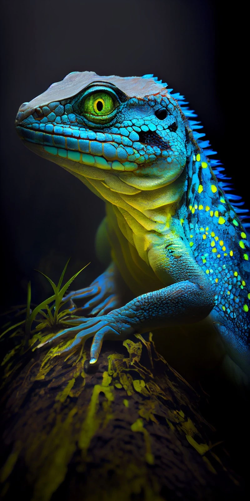Vibrant Blue Lizard 4K Mobile Wallpaper