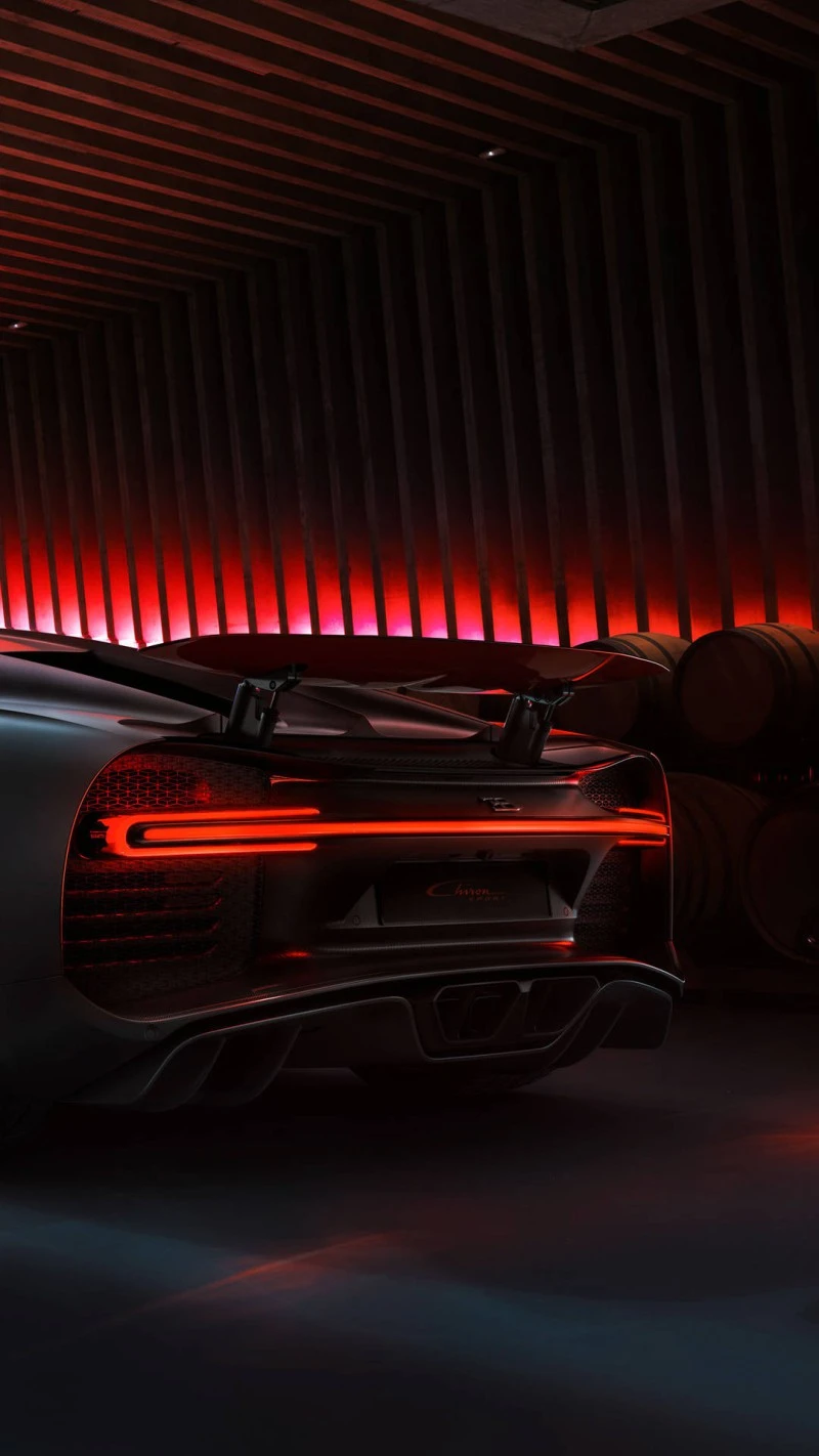 Bugatti Chiron Rear View in Garage 4K Mobile Wallpaper Free Download