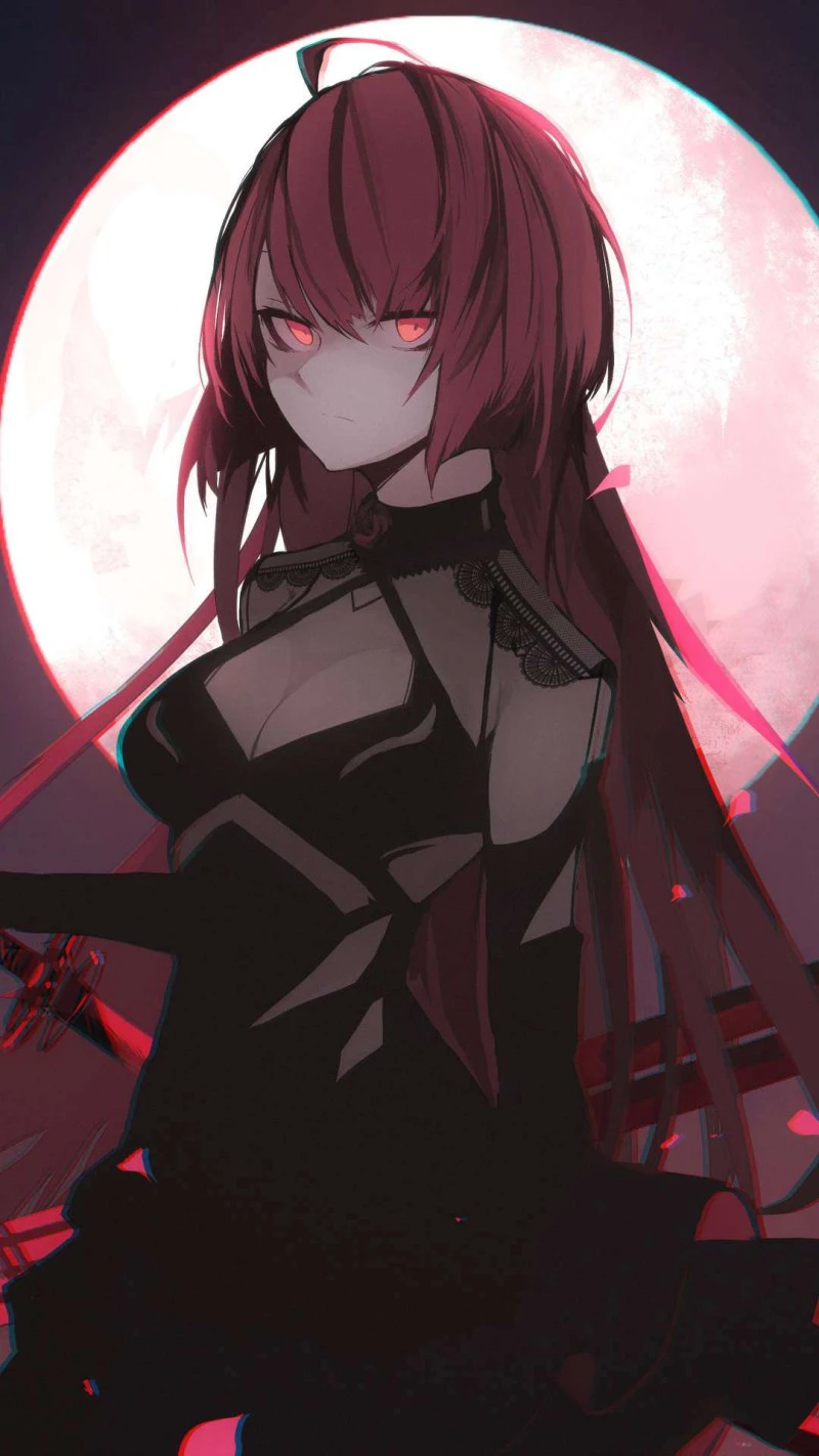 Mysterious Anime Girl Under the Moon 4K Mobile Wallpaper