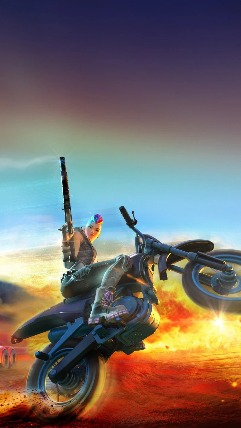 Biker Girl in a Post-Apocalyptic Game 4K Mobile Wallpaper