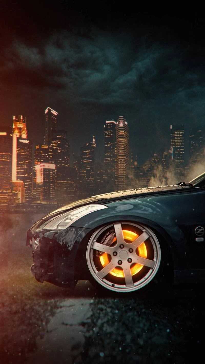 Nissan 350Z Night Drive 4K Mobile Wallpaper