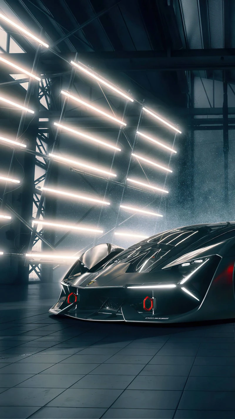 Futuristic Black Lamborghini Concept Car 4K Mobile Wallpaper