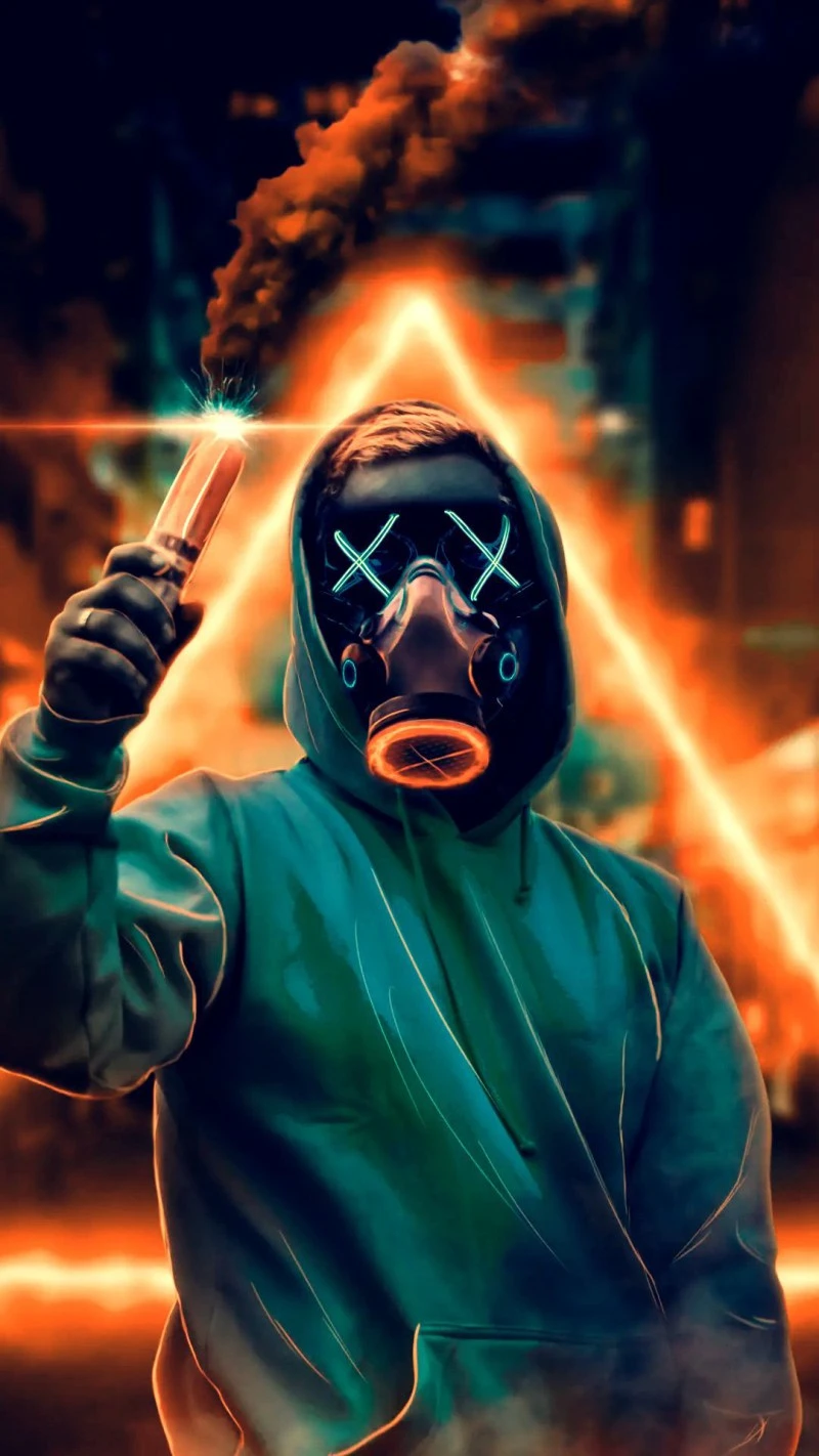 Fiery Cyberpunk Portrait 4K Mobile Wallpaper