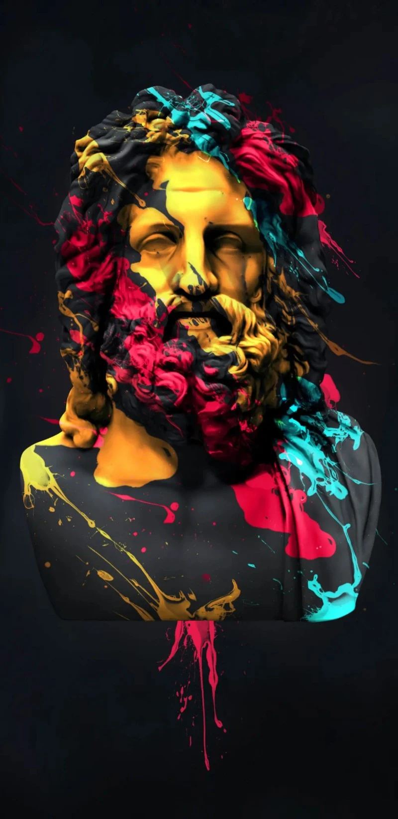 Zeus in Splatter 4K Mobile Wallpaper