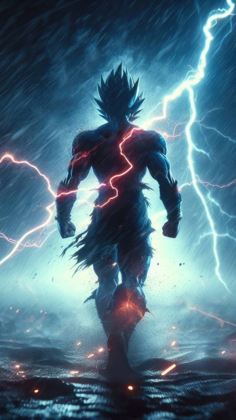 Goku Charging Through the Storm 4K Mobile Wallpaper
