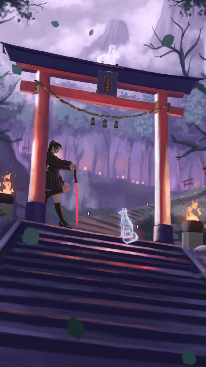 4K mobile wallpaper Mysterious Torii Gate Scene - high resolution for Android and iPhone