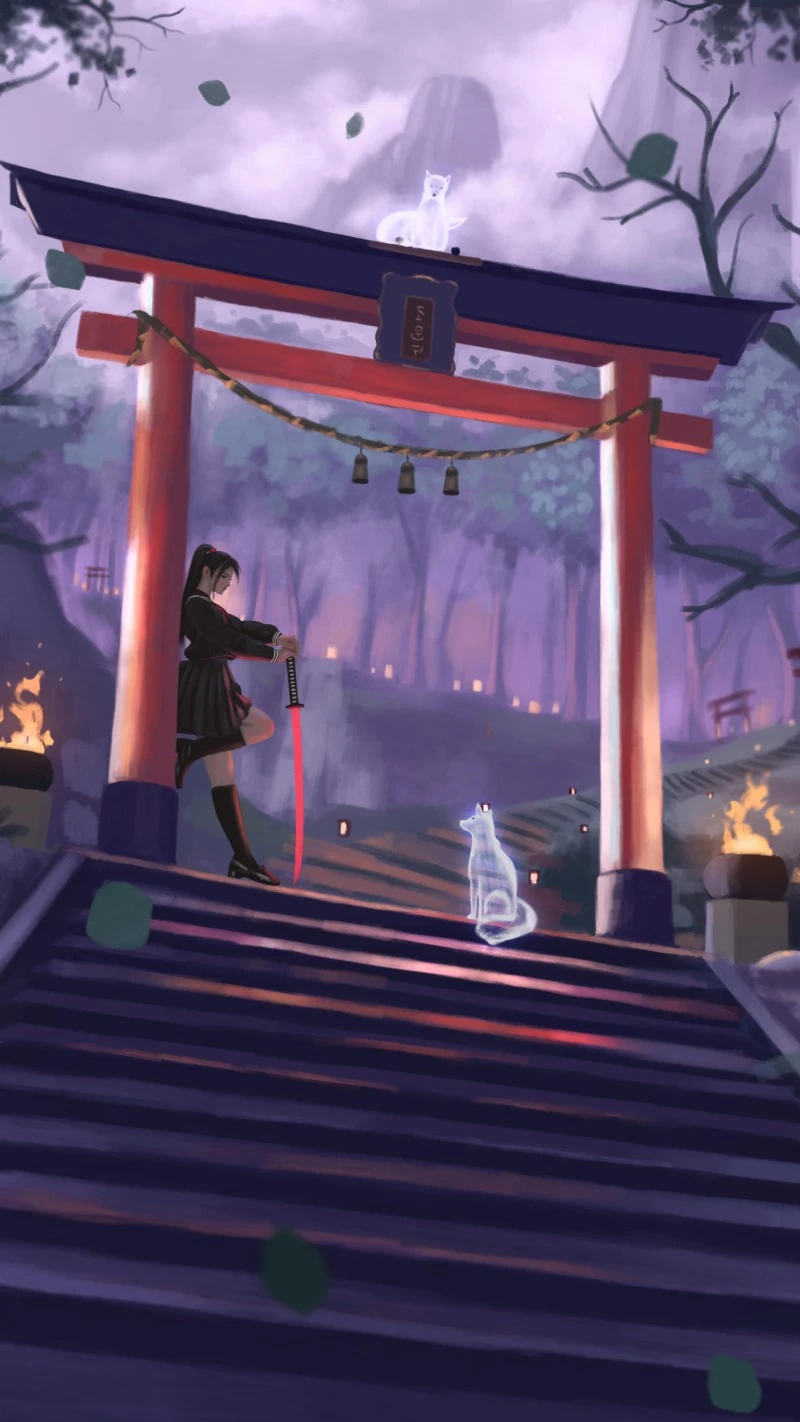 Mysterious Torii Gate Scene 4K Mobile Wallpaper