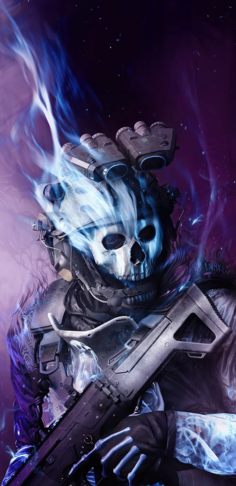 Burning Skull Soldier 4K Mobile Wallpaper