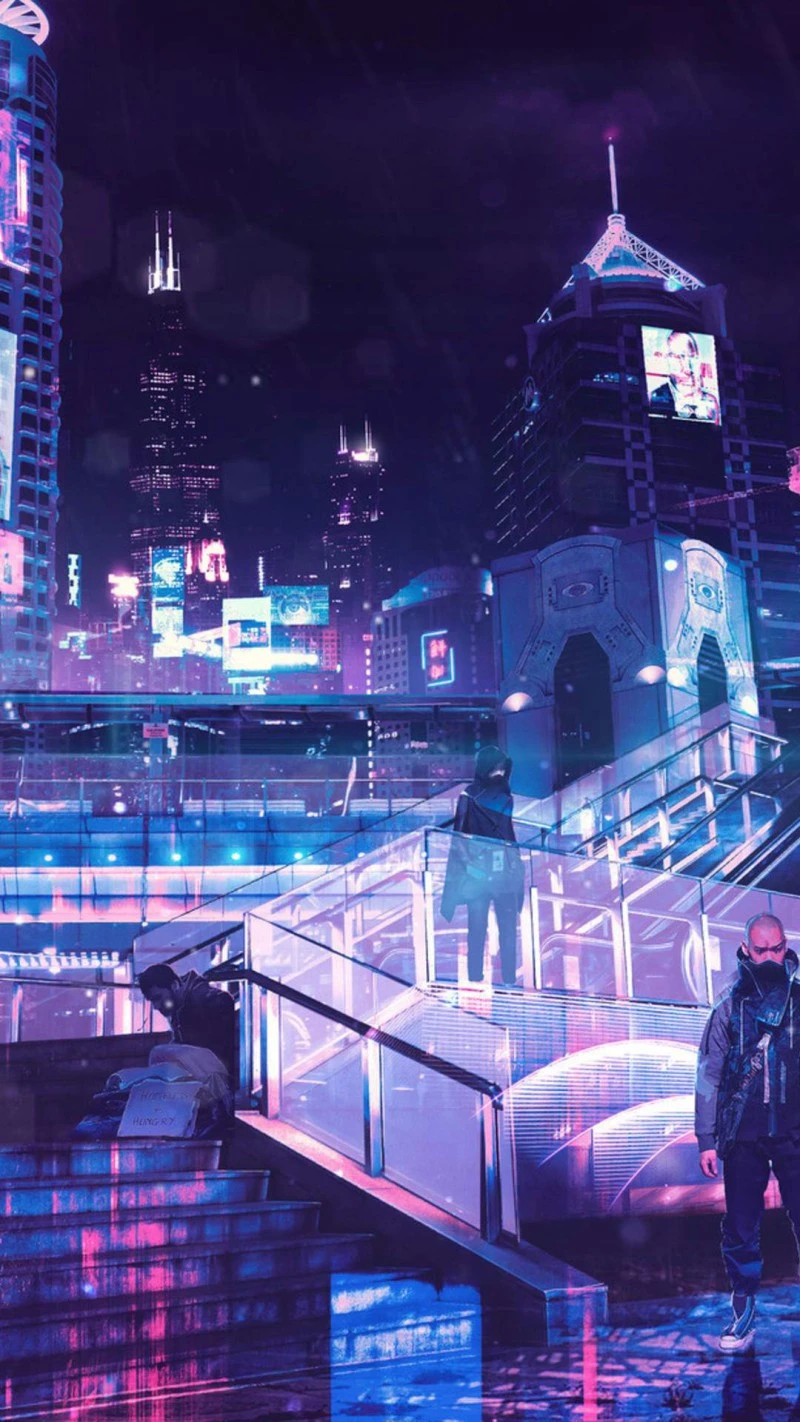 Cyberpunk Cityscape at Night 4K Mobile Wallpaper