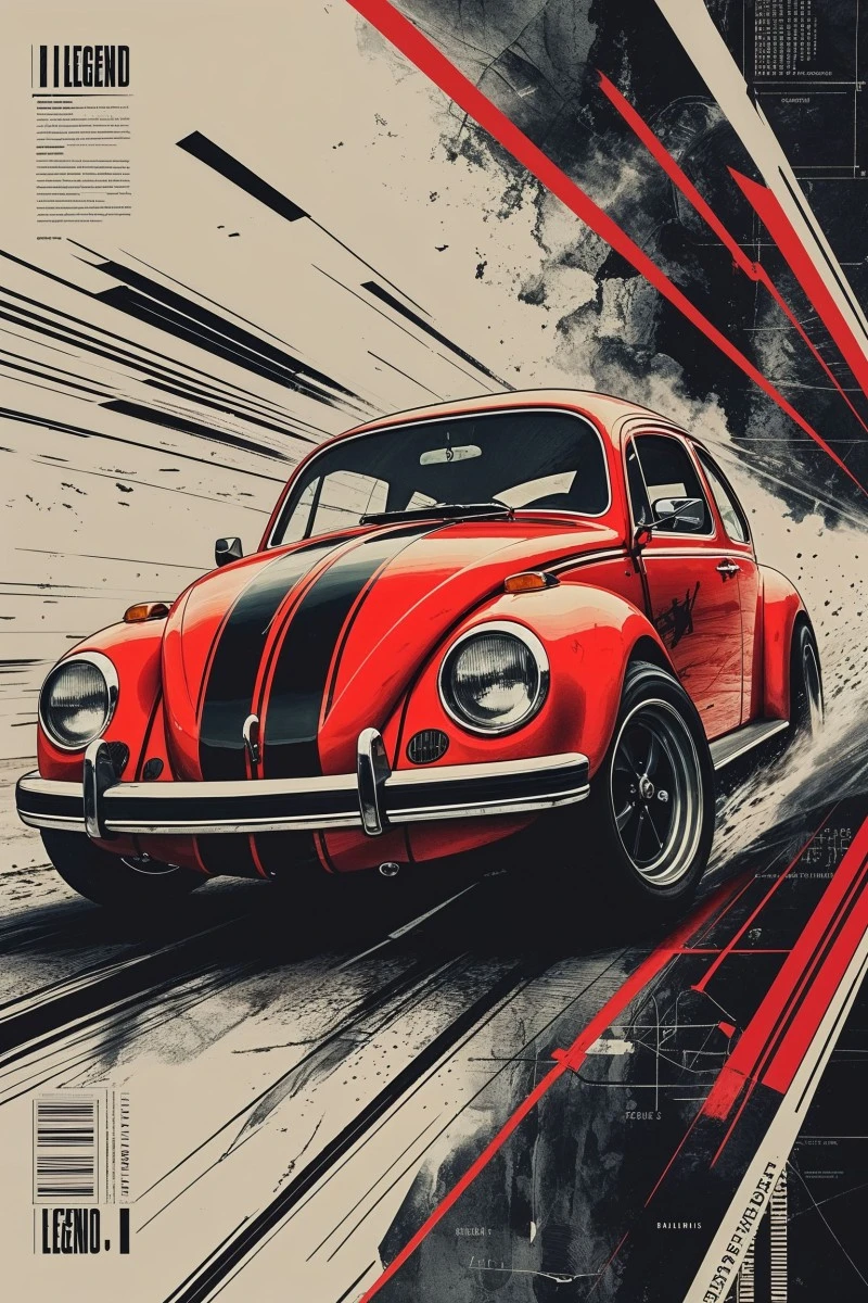 Retro Red Volkswagen Beetle 4K Mobile Wallpaper