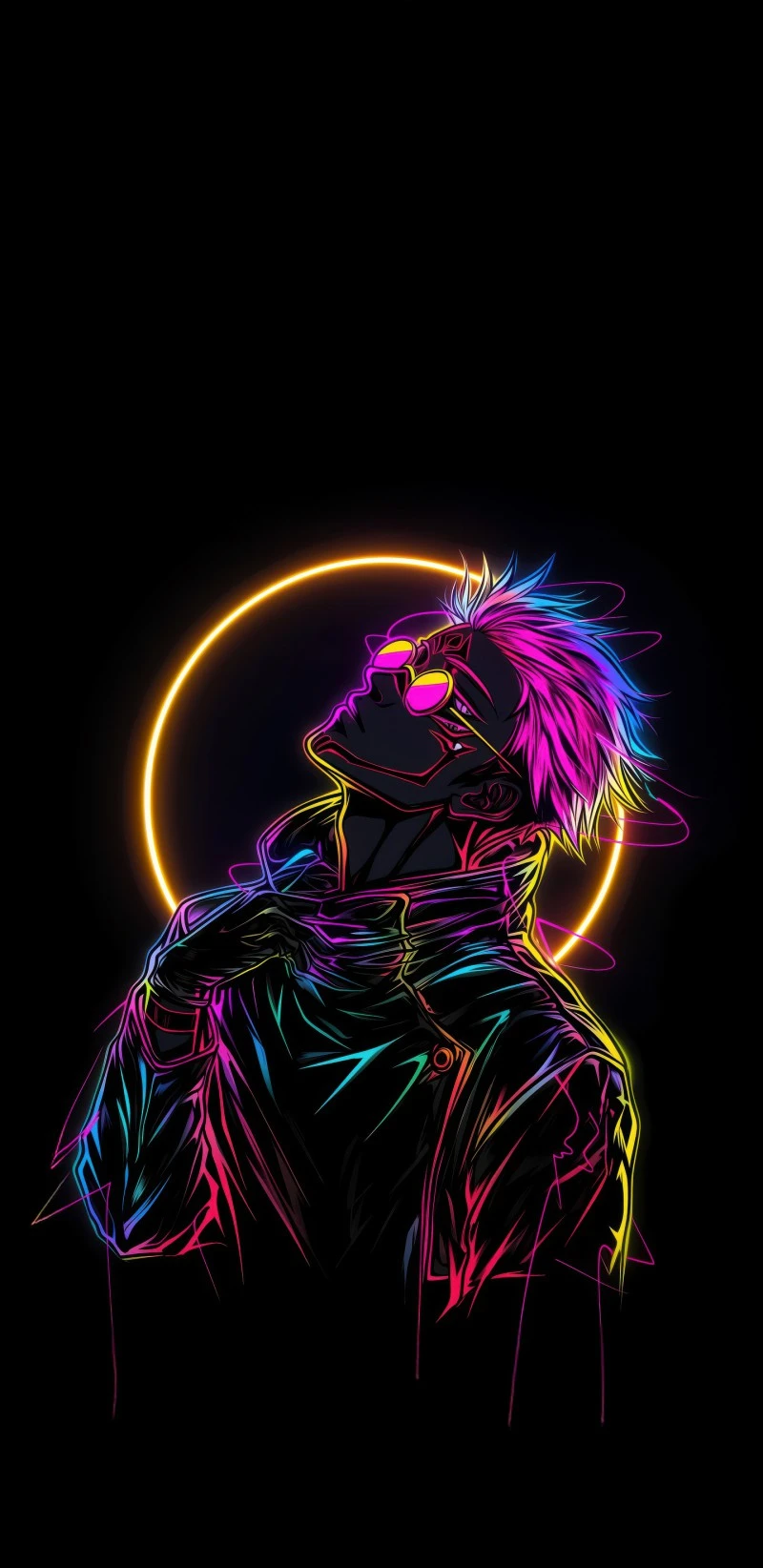 Neon Man 4K Mobile Wallpaper