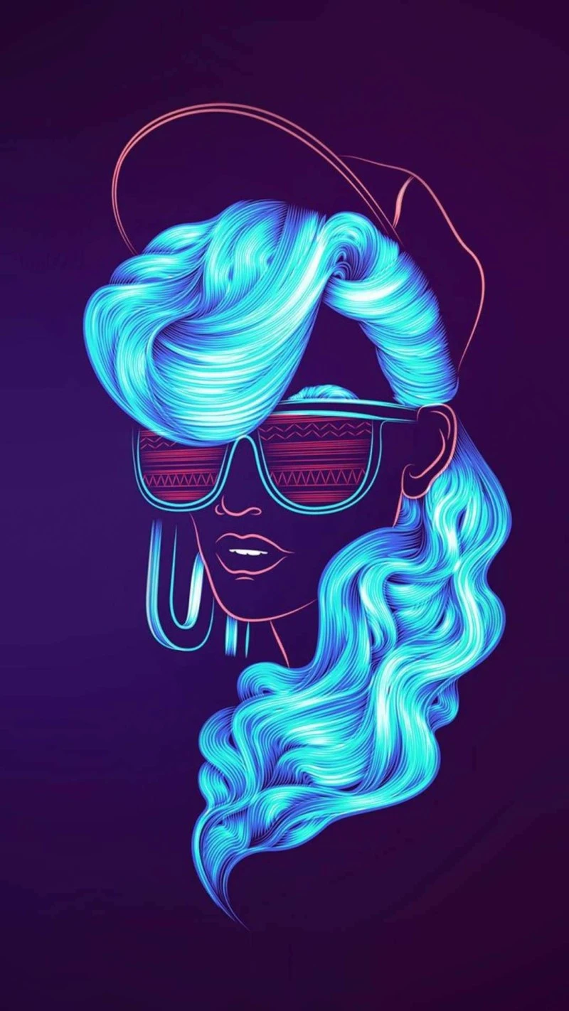 Neon Girl 80s Style 4K Mobile Wallpaper